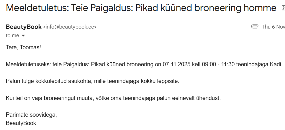 Meeldetuletus e-mailis